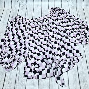 NWT Cato Fashion Purple and Black Color Block Blouse Size 26/28